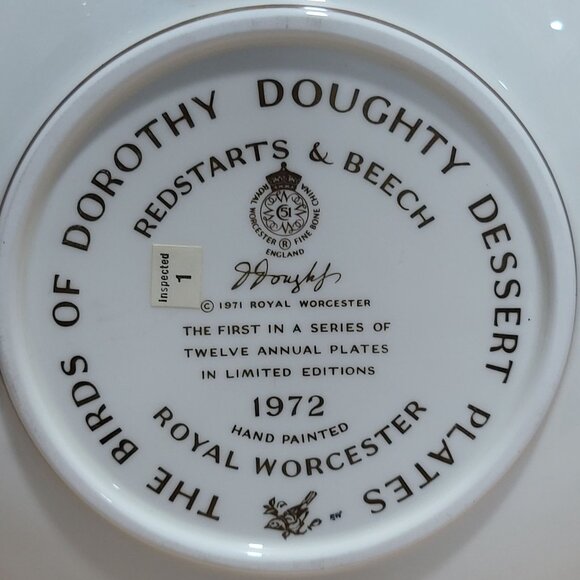 Royal Worcester The Birds of Dorothy Doughty Dessert Plate Redstarts and Beech 1 - Picture 6 of 14